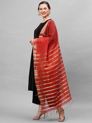 Indo Era Black Solid Straight Kurta Palazzo With Dupatta Set 3