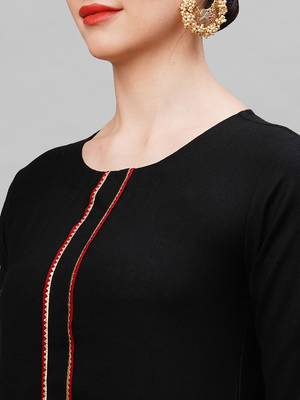 Indo Era Black Solid Straight Kurta Palazzo With Dupatta Set 5