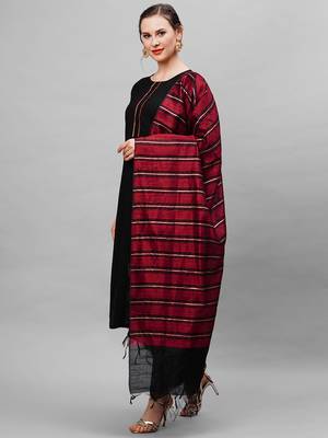 Indo Era Black Solid Straight Kurta Palazzo With Dupatta Set 3