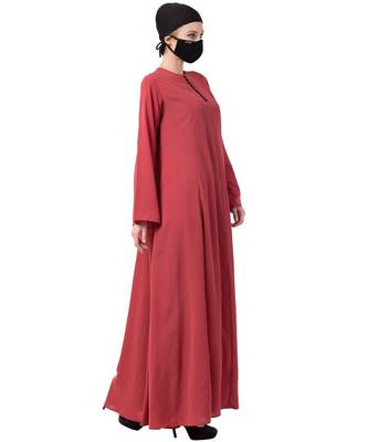 Modest Dress With Contrast Buttons And Belt. 5