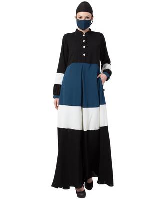 Modest Dress In Multi Color With Blet Abaya Dress 1