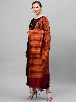 Indo Era Black Solid Straight Kurta Palazzo With Dupatta Set 3