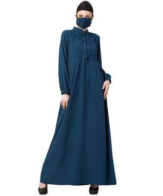 Abaya With Pin Tucks and Front Pockets 1