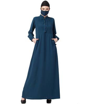 Abaya With Pin Tucks and Front Pockets 3