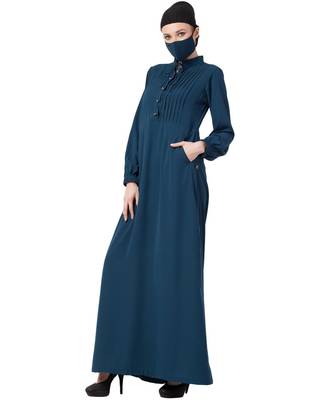 Abaya With Pin Tucks and Front Pockets 4