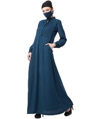 Abaya With Pin Tucks and Front Pockets 5