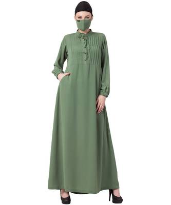 Abaya With Pin Tucks and Front Pockets 2