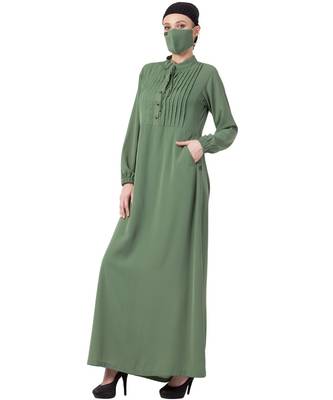 Abaya With Pin Tucks and Front Pockets 3