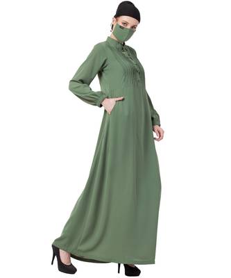 Abaya With Pin Tucks and Front Pockets 5