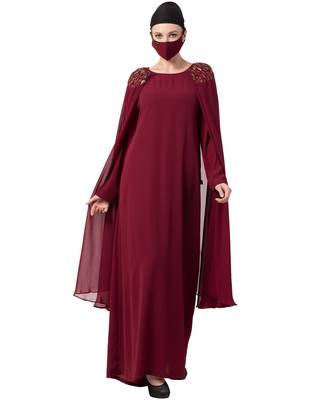 Fairy Dress With Hand Work Embellishments On Shoulders Abaya Dress 1