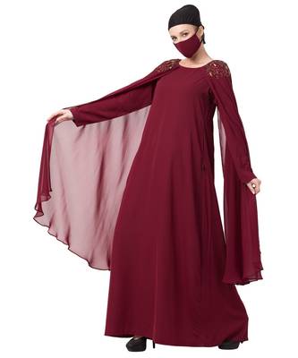 Fairy Dress With Hand Work Embellishments On Shoulders Abaya Dress 3