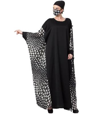 Kaftan With Printed Side Panels Abaya Dress 1