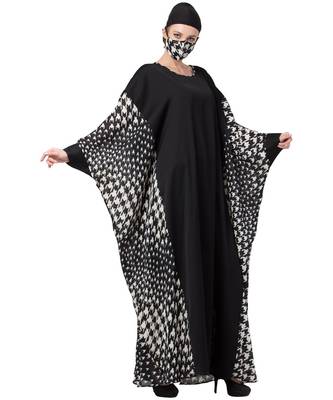 Kaftan With Printed Side Panels Abaya Dress 3