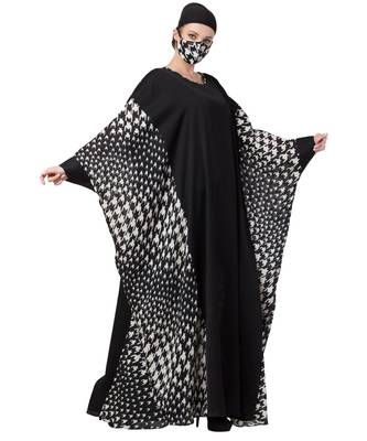 Kaftan With Printed Side Panels Abaya Dress 4