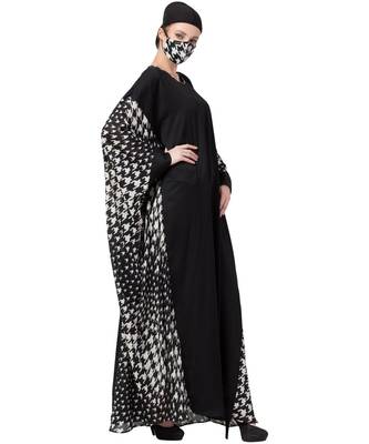 Kaftan With Printed Side Panels Abaya Dress 5