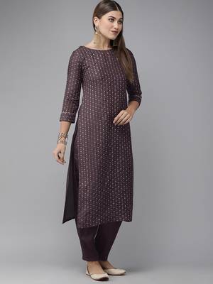 Indo Era Purple Embroidered Straight Kurta Trouser With Dupatta Set 3