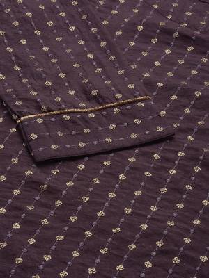 Indo Era Purple Embroidered Straight Kurta Trouser With Dupatta Set 5