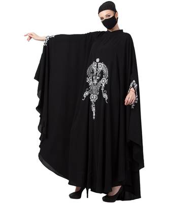 Itani Kaftan With Chikan Embroidery Abaya Dress 3