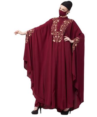 Itani Kaftan With Chikan Embroidery Abaya Dress 3