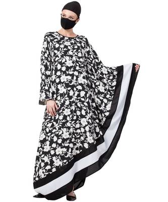 Unique Design Of Modest Dress In Black & White Abaya Dress 2
