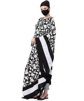 Unique Design Of Modest Dress In Black & White Abaya Dress 4