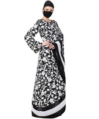 Unique Design Of Modest Dress In Black & White Abaya Dress 5