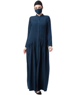 Front open Dress With Pin Tucks Abaya Dress 1