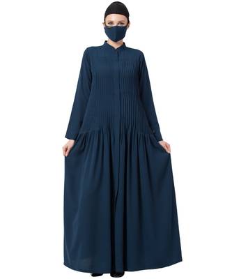 Front open Dress With Pin Tucks Abaya Dress 2
