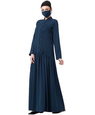Front open Dress With Pin Tucks Abaya Dress 4