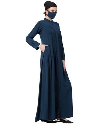 Front open Dress With Pin Tucks Abaya Dress 5