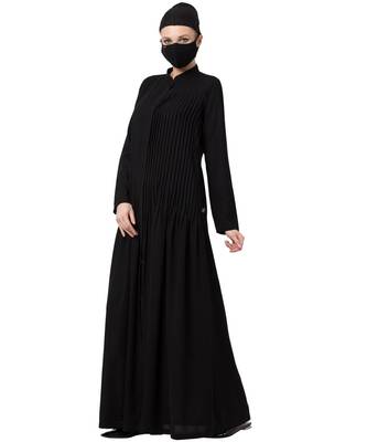 Front open Dress With Pin Tucks Abaya Dress 4