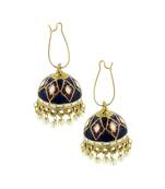 Blue Purple White Gold Meenakari Pearl Enamel Jhumki Earring Women