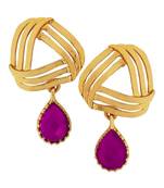 Filigree Flower Gold Plated Cz Purple Dangling Earring For Women