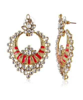 Chaand Bali Kundan Red Meenakari Earring For Women 1