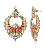Chaand Bali Kundan Red Meenakari Earring For Women