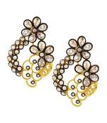 Designer Floral Gold Plated Kundan American Diamond Earring For Women