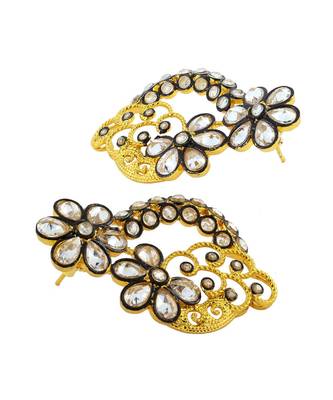 Designer Floral Gold Plated Kundan American Diamond Earring For Women 3