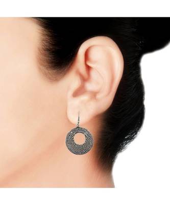 Dainty Indian Jaipur Geometric Oxidized German Silver Jhumki Earring 4
