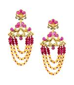 Design 18K Gold Pink Crystal Cubic Zirconia Beads Chandelier Earring