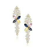 Flower Aaa Crystal American Diamond 18K Gold Blue Dangle Drop Earring