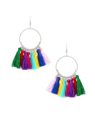 Rainbow Silky Hanging Multicolor Chandbali Earring 1
