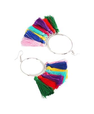 Rainbow Silky Hanging Multicolor Chandbali Earring 2