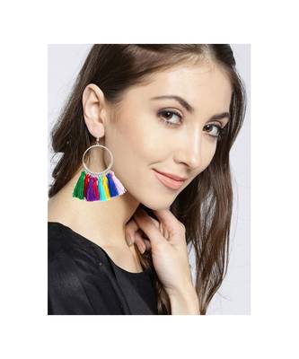 Rainbow Silky Hanging Multicolor Chandbali Earring 4