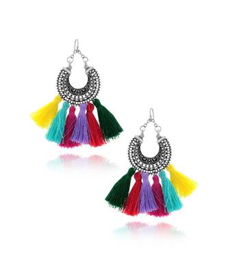 Silky Hanging Filigree Sky Blue Chandbali Dangle Earring 1