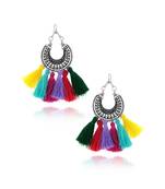 Silky Hanging Filigree Sky Blue Chandbali Dangle Earring