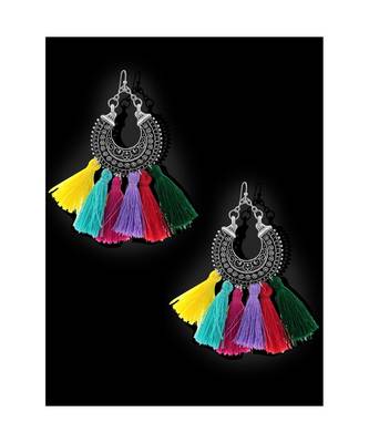 Silky Hanging Filigree Sky Blue Chandbali Dangle Earring 4