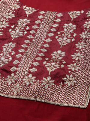 Indo Era Red Solid Straight Kurta Trouser Set 5