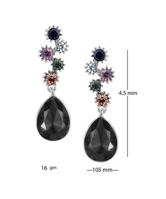 Stylish Drop Aaa Crystal Rhodium Black Dangle Drop Earring Girls Women 2