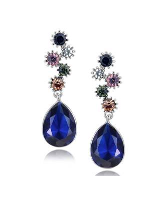 Stylish Drop Aaa Crystal Rhodium Blue Dangle Drop Earring Girls Women 1