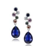 Stylish Drop Aaa Crystal Rhodium Blue Dangle Drop Earring Girls Women
